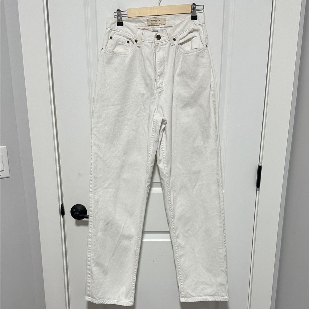 LL Bean Double L Women's RELAXED FIT White Denim Jeans size 10T